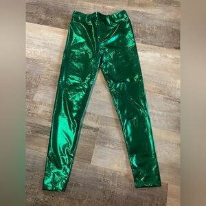 Women’s Shiny Green Leggings Perfect For Mardi Gras